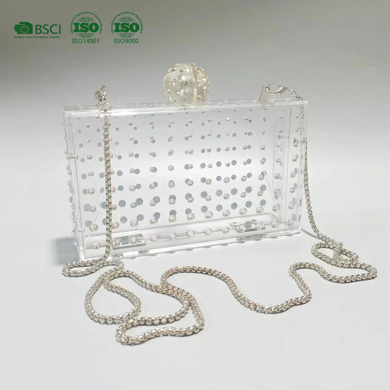 YHJ BSCI Factory Fashion Custom Logo Luxury Party Wedding Designer Women Transparent Acrylic Handbag Clutch Purse Evening Bag