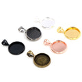 12mm Inner Size Silver Gold Rhodium Plated Brass Material Simple Style Cabochon Base Cameo Setting Charms Pendant Tray MegaBDM