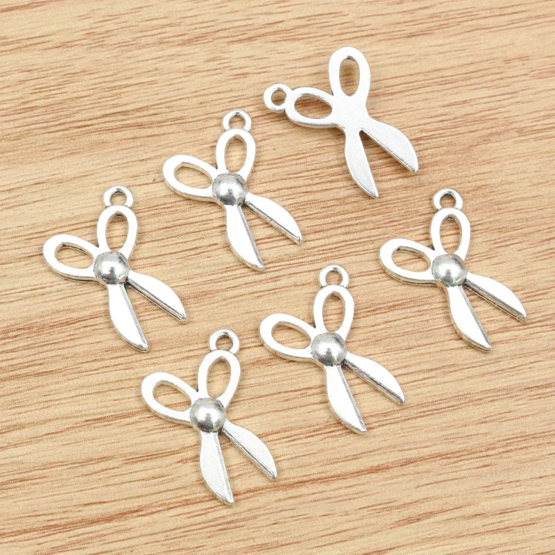 20pcs  22x12mm Antique Silver Plated Scissors Style Handmade Charms Pendant:DIY Jewelry Finding for Bracelet Necklace