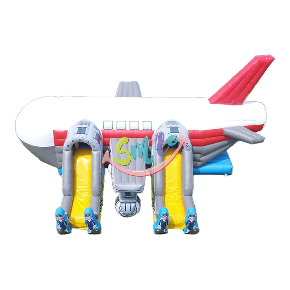 Inflatable Children Castle Airplane Bouncer/Bounce House with Slide and Ladder Giant EN14960 Certified for Outdoor Use