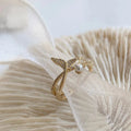 Cute Elegant Pure 925 Sterling Silver Mermaid Tail Pearl Engagement Finger Rings for Women Girls Fine Jewelry