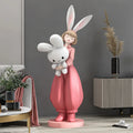Dropshipping Rabbit Ears Girl Lift Size Large Sculpture for Home Decor Wedding Gift Girl Sculpture 95cm Resin Craft