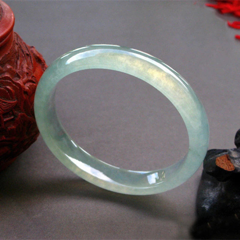 Genuine a Grade  Color Ice Jade Bracelet Light Green Light Green Female  Jade Bracelet Jade