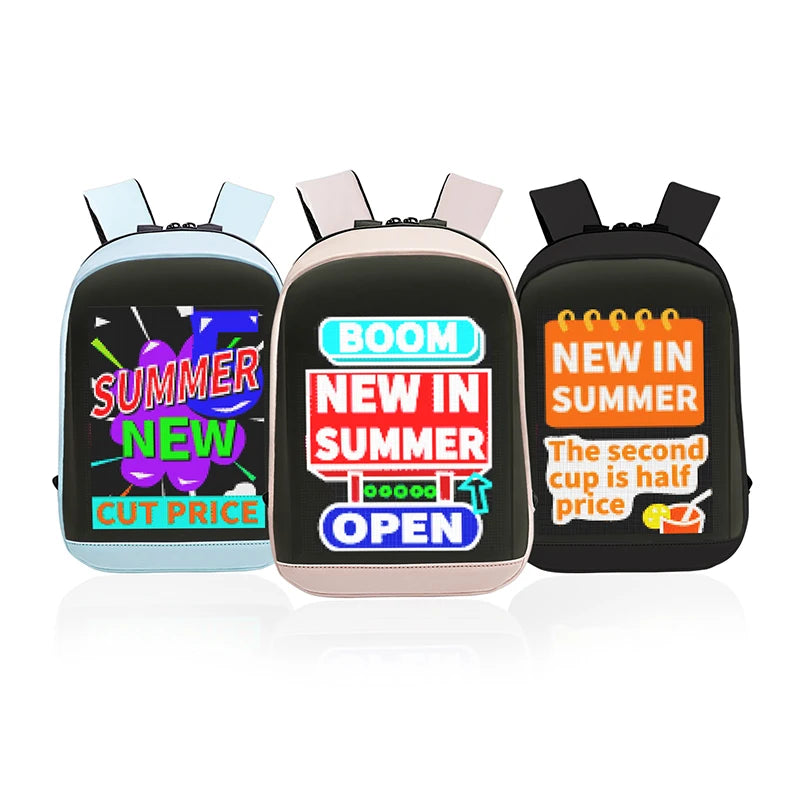 LED Advertising Display Backpack Outdoor Walking School Bag Full Color Screen Smartphone Programmable LED Backpack Portable Bag