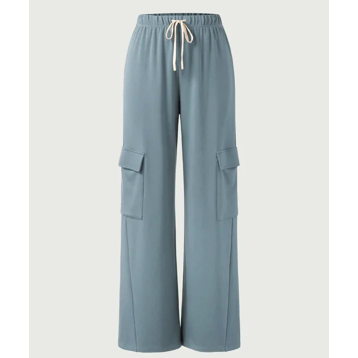 Comfort Soft Rib Straight Leg Elastic Waistband With a Drawstring Cargo Pant Sweatpants