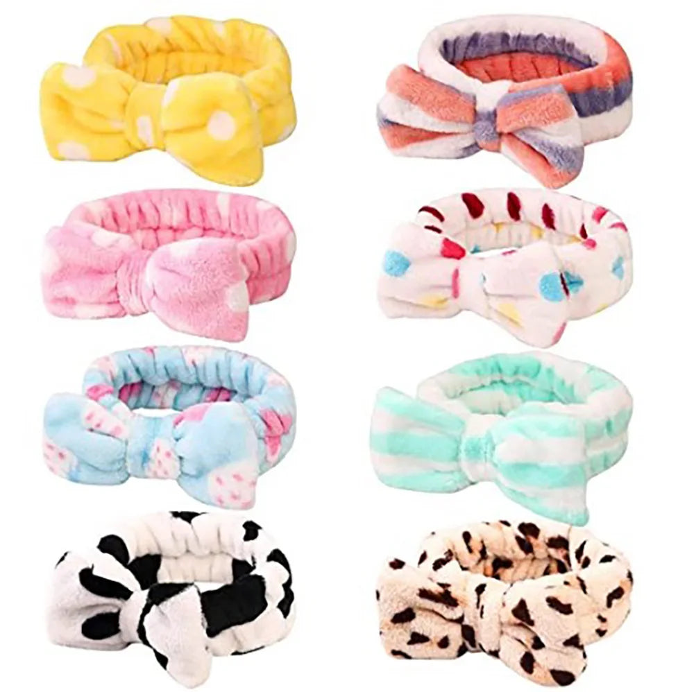Spa Headband Women Fleece Hair Lace Large Bow Face Wash Headband Make up Headband Hair Band Bow