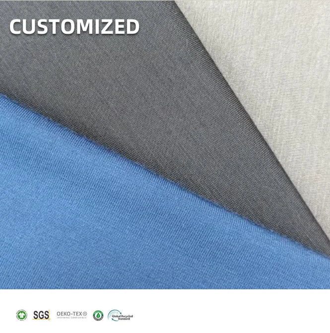 High-End Custom for Color Style Gram Weight Soft 340GSM 61%Bamboo 27%Organic Cotton 12%Spandex Jersey Fabric for Sportswear