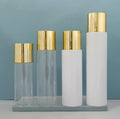 Wholesale 100ml 120ml 150ml 200ml 250ml 300ml Round Lotion Bottles White Clear Plastic PET Face Toner Bottle With Gold Lid