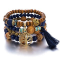 European American Style Multi-Layer Wooden Bead Bracelet Factory Direct Fashion Beaded Elastic Bracelets Bohemian Accessories