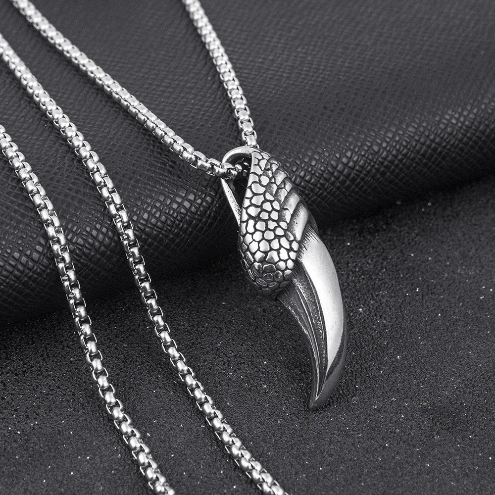 Men's Necklace Hip-hop Punk Style Trendy Street Eagle Claw Shaped Stainless Steel Pendant Fashionable Personalized for Parties