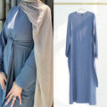 2025 Loriya Daily Wear Linen Cotton Modest Dresses Fabric Belt Wrap Modest Abaya Women Muslim Dress Islamic Clothing Women Abaya
