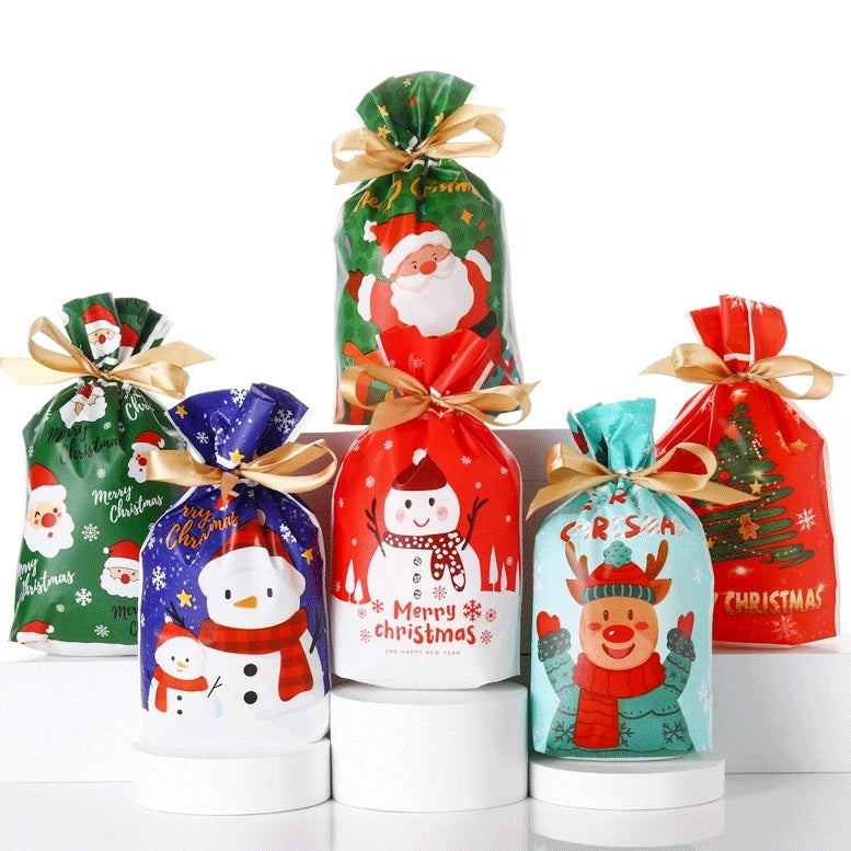 Eco-friendly Christmas Tree Storage Bag Reusable Drawstring Christmas Candy Bags Food Packaging Christmas Gift Bags