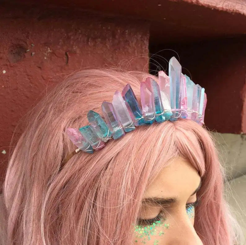 Diy 100% Good Quality Mermaid Amethyst Beauty Crown Hairband Bridal Headdress Christmas Present Brides Hair Combs