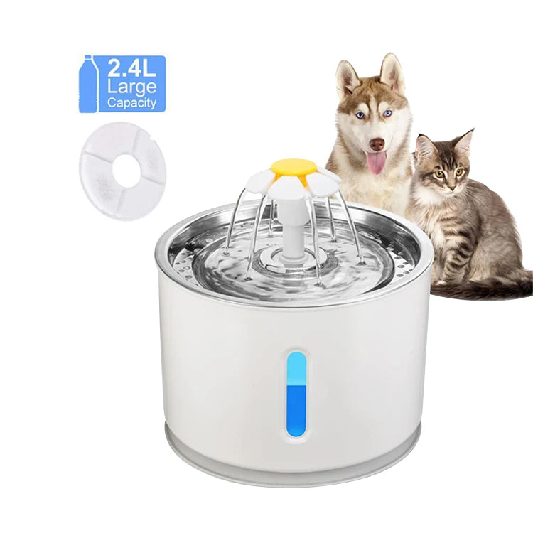 2.4L Automatic Cat Water Fountain for Pets Water Dispenser Large Spring Drinking Bowl Cat Automatic Feeder Drink Filter