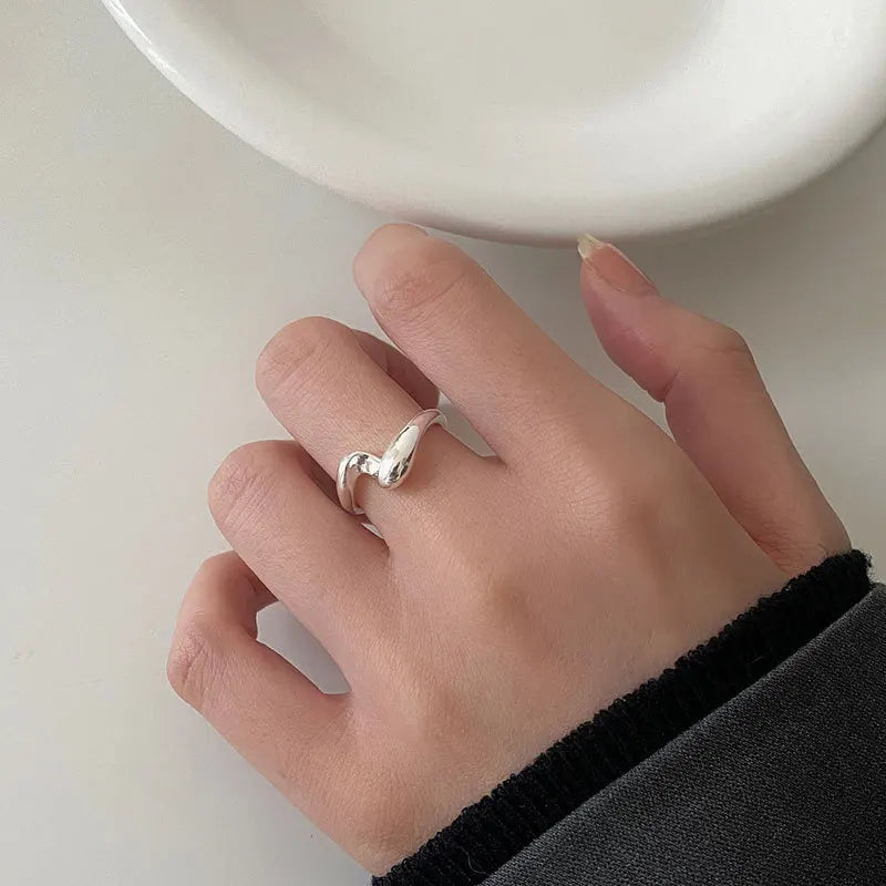 Minimalist Two Tone Open Adjustable Ring Set Fashion Girls Ring Set 925 Sterling Silver Set of Rings for Girls