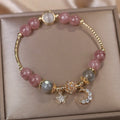 Exquisite Friendship Pink Crystal Bracelets Women Cute Bunny Star Opal Zircon Moon Stone Bead Bracelet Sister Easter Rabbit Gift