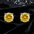 Pass Diamond Tester Yellow Moissanite Stud Earrings Luxury Jewelry Earrings 925 Silver 1CT Moissanite Earrings