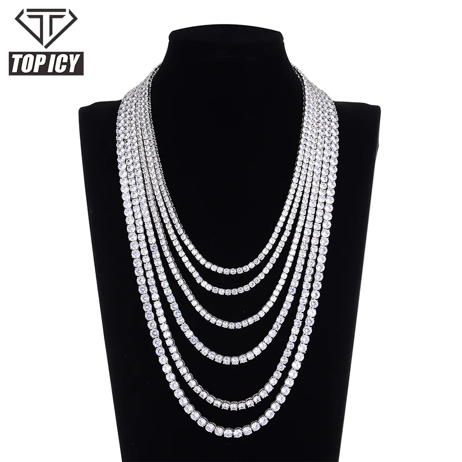 Tennis Chain Hip Hop Necklace Jewelry Alloy Zircon-inlaid Row 4mm 5mm 6mm Diamond Tennis Necklace