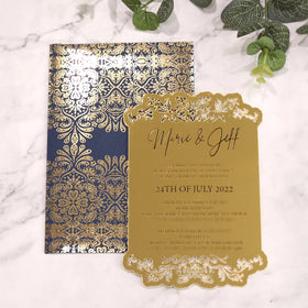 Premium DIY Craft Wedding Birthday Invitation Cards Black Foil Printed Laser Cut Gold Mirror Acrylic Creative Paper Envelopes