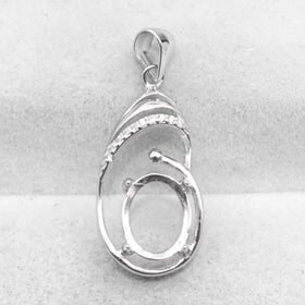 Sterling Silver 8*10mm Semi Mount Pendant Empty Support Blank Claws Setting S925 Base Holder Without Center Stone Inlay for DIY
