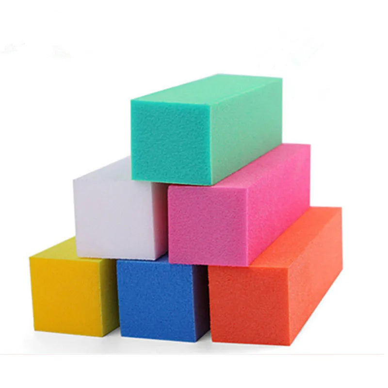 BIN High Elastic Tofu Block Polishing Nail File Shaping Sponge Square Colorful Four-sided Nail Files