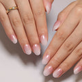 24 Pcs Wholesale Christmas French Pink-to-White Gradient Minimalist Snowflake Nail Art Nail Tips Press on Nails Wholesale 3453 MegaBDM