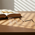 Trendy Customized Logo Patchwork Square Rimless Frame Lightweight Eye Glasses Diamond Face Shape Unisex Reading Daily Wear