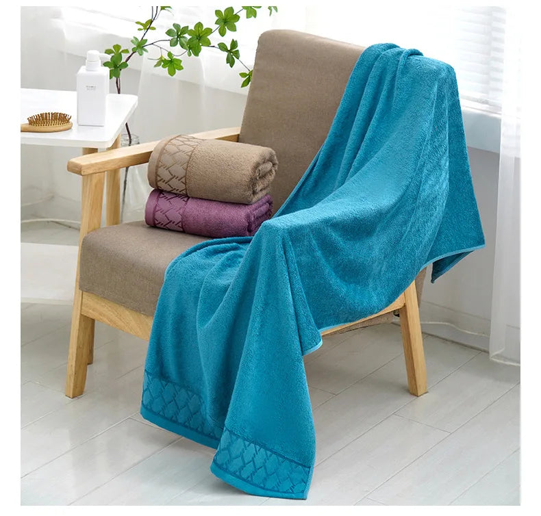 Wholesale Factory Cheap 70x140 Long Bamboo Fiber Terry Bath Towel Set Embroidered Jacquard Solid Logo Home Hotel Use-Adult Size