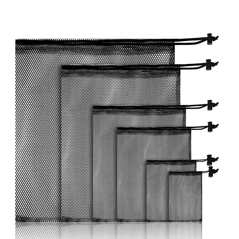 Mesh Bag Organza 9x12 Pouch Bag Drawstring Polyester Reusable Mesh Net Bags for Diving Swim Sports Ball