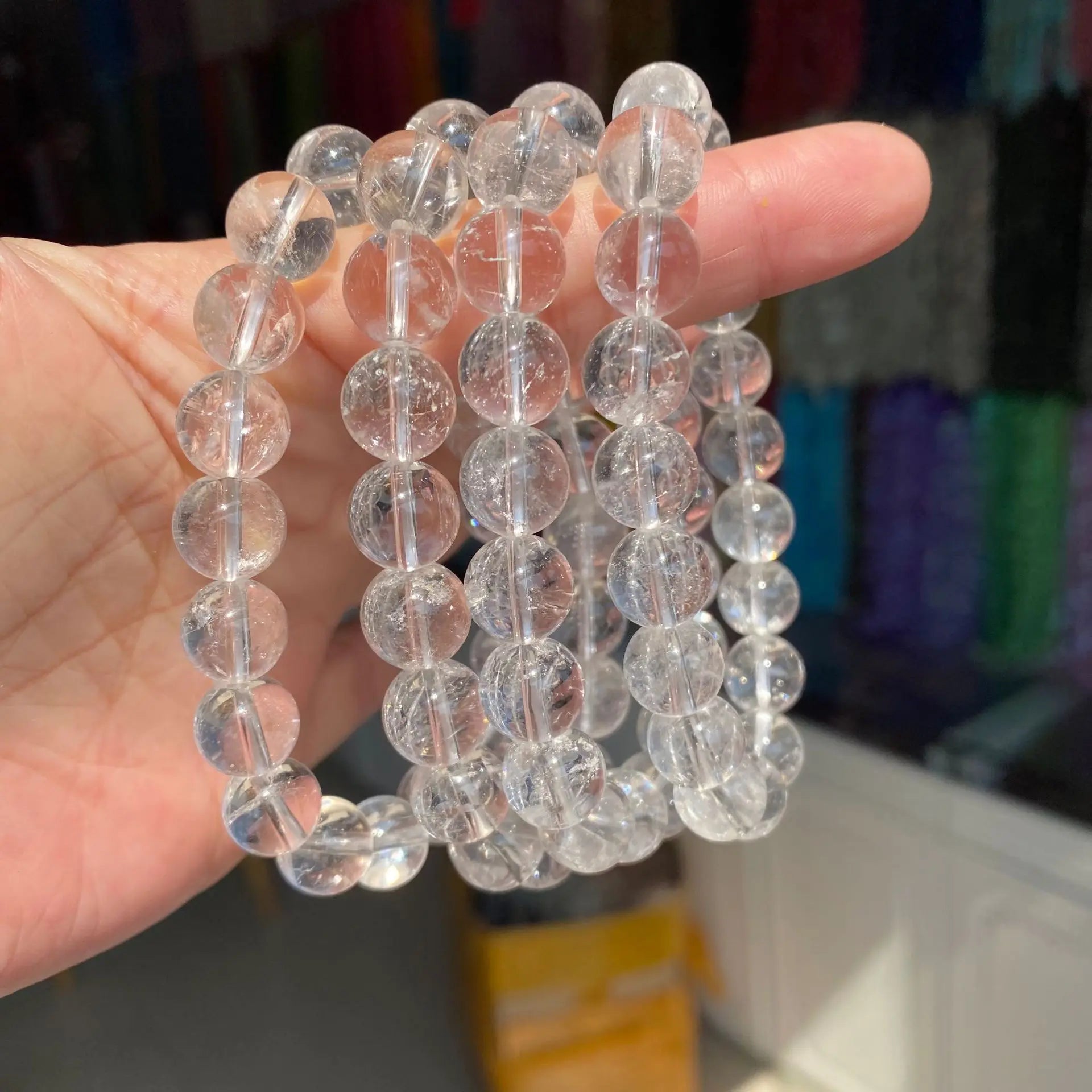 Natural Clear Quartz Crystal Beaded Bracelet Handmade Healing Gemstone Jewelry for Meditation Yoga and Spiritual Energy