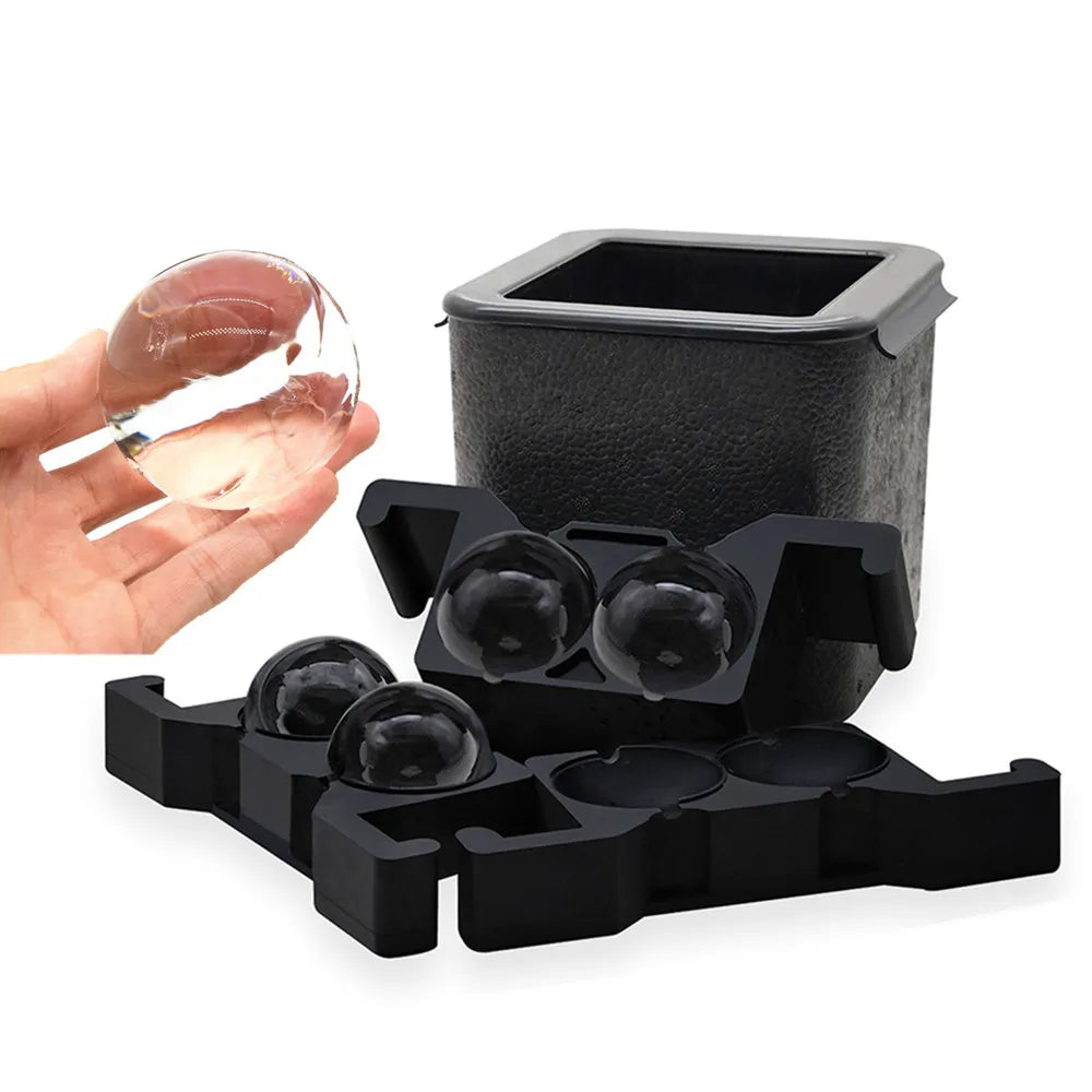 Jumbo Large 4 Cavity Sphere Crystal Clear Ice Ball Maker Bubble Free Ice Ball Tray Reusable Ice Ball Maker Mold