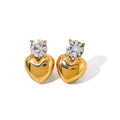 Sweet Heart  Studs Earring 18K PVD Gold Plated Hypoallergenic Waterproof Stainless Steel Stud Earring for Women