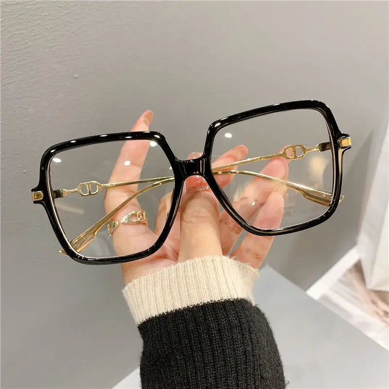 2023 New Fashion 336 Anti Blue Light Blocking Square Eyeglasses Metal Optical Frame Oversized for Men Women Diamond Face Shape