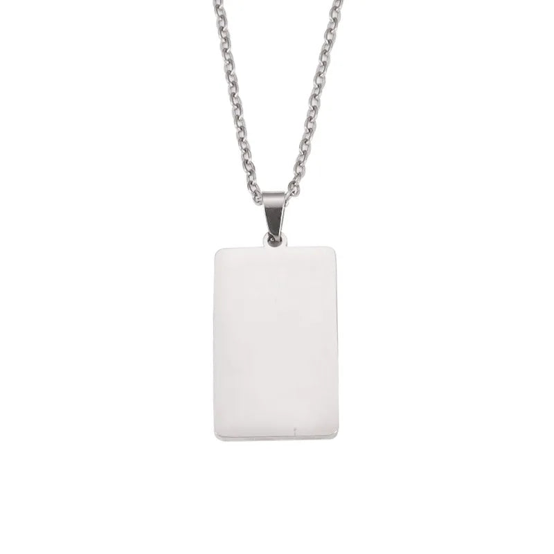 Wholesale Stainless Steel Rectangle Pendant Necklace 18k Gold with Custom logo Necklace Pendent for Man