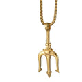 Fashion 316 Stainless Steel Gold Color 18k Plated Trident Pendant Necklace Men Jewelry
