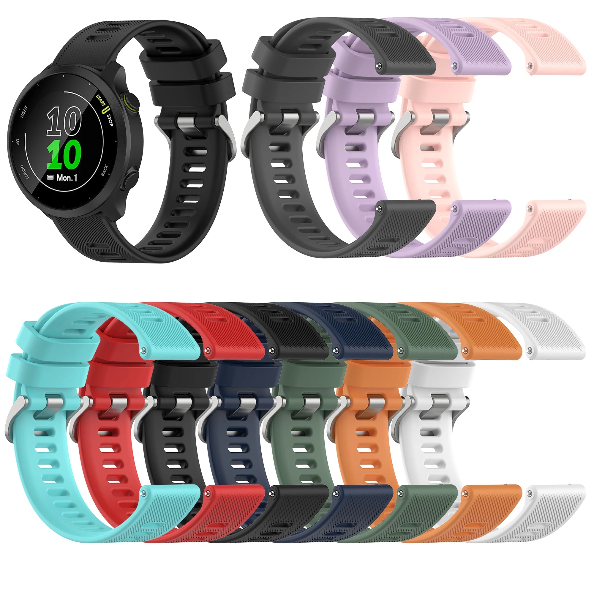 20mm Official Style Strap for Garmin Forerunner 55 158 Wristband Forerunner 245 645 Music Quick Release Silicone Bands Bracelet