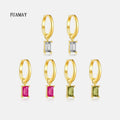 FUAMAY Luxury Rose Pink Baguette Diamond Earrings 18K Gold Plated Drop Designs for Women Trendy Zircon for Weddings Parties