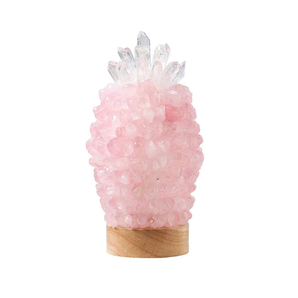 Wholesale Natural clear Rose Quartz Pineapple Shaped Lamp Healing Crystal Lamp