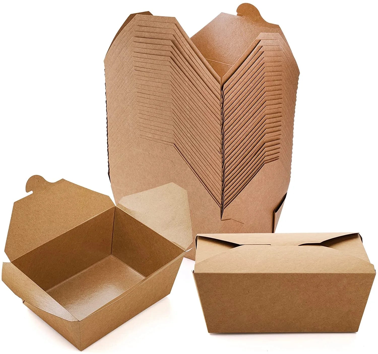 Factory Price Disposable Take Out Containers Salad Paper Box Custom  Microwave Safe Leak Grease Takeaway Kraft Lunch Food Box