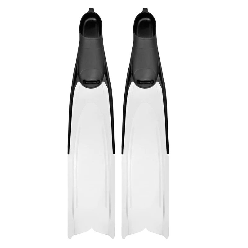 Factory Wholesale Adult Silicone Long Fins Hydrodynamic Stability Diving Fins Transparent PP Long Blade Training Rubber TPR