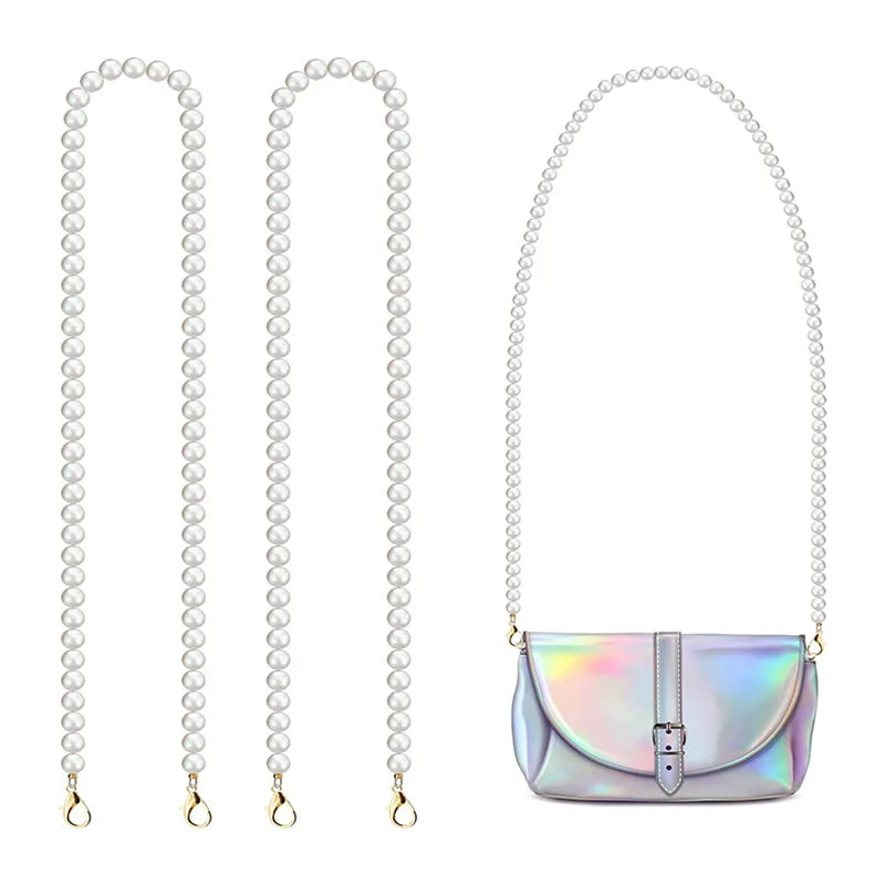 More Size in Long Imitation Pearl Purse Chains with Metal Bucklesfor Shoulder/ Messenger/Crossbody Bag and Holiday Gift