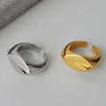 ICEBELA S925 Sterling Silver 18k Gold Plated Fashion Hip-hop Design Smooth Texture Round Cut Interlaced Rings