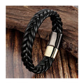 Top Quality Stainless Steel Magnetic Clasp Genuine Leather Braided Bracelet for Men Jewelry Wholesale Customize