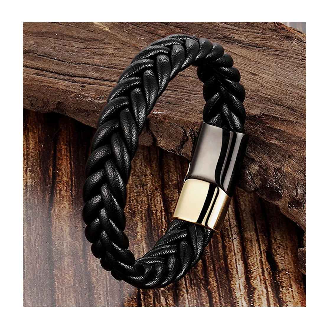 Top Quality Stainless Steel Magnetic Clasp Genuine Leather Braided Bracelet for Men Jewelry Wholesale Customize