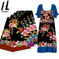 Henry Manufacture Newest Polyester Flower Print Custom Fabrics for Garment Lady Women All Black Mumu Dress
