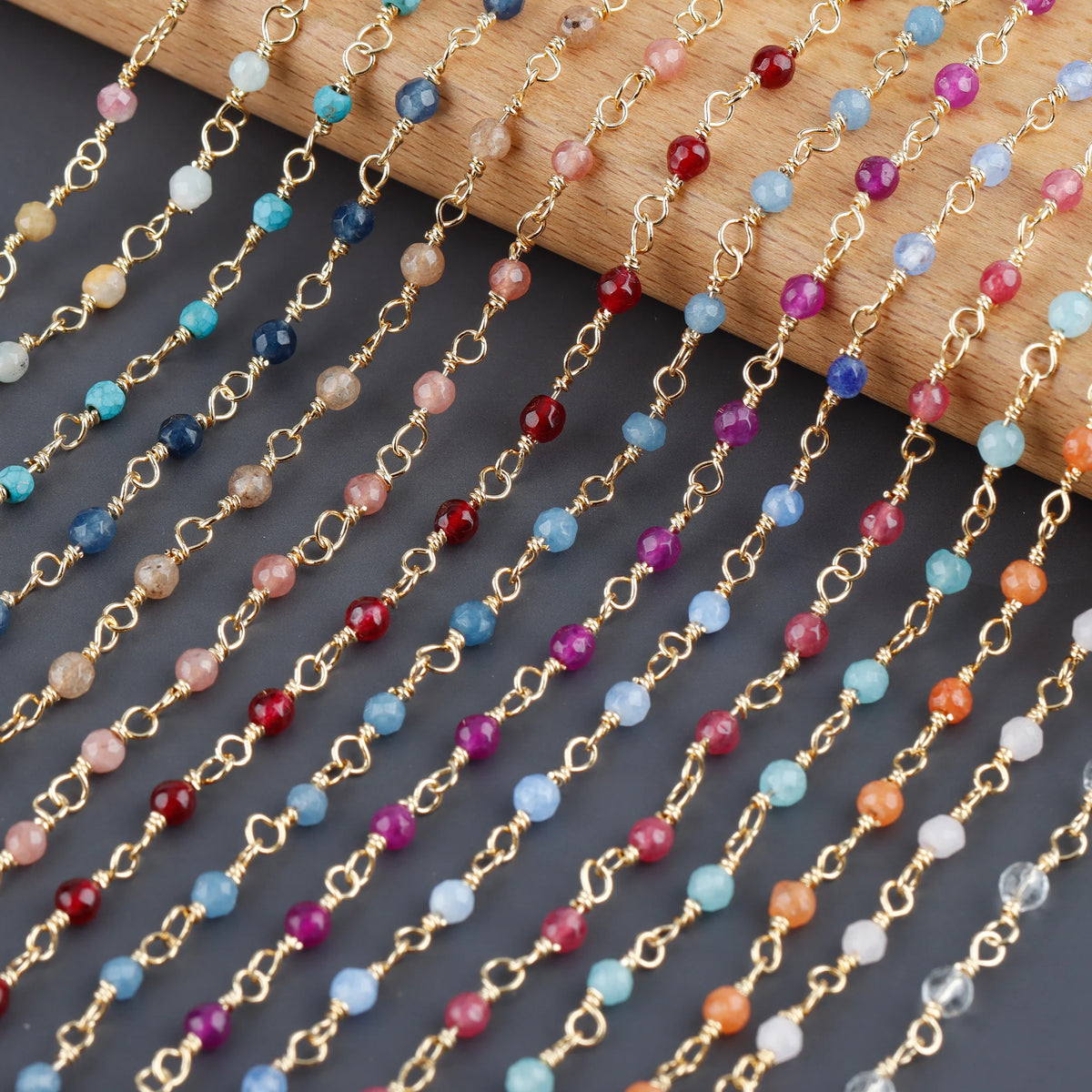 C188 1m/lot Wholesale New Style Natural Stone Chain Copper Diy Necklace Women Fashion Jewelry Making Accessories Bag GUFEATHER