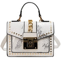 Custom Trendy Female Luxury Crossbody Bag Serpentine Pattern PU Leather Rivet Chains Cover Closure Fold Over Handbag