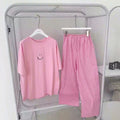 Wholesale Cheap Summer Homewear Women Pajama Cartoon Nightwear Soft Loungewear Short Sleeve 2 Piece Sleepwear Set