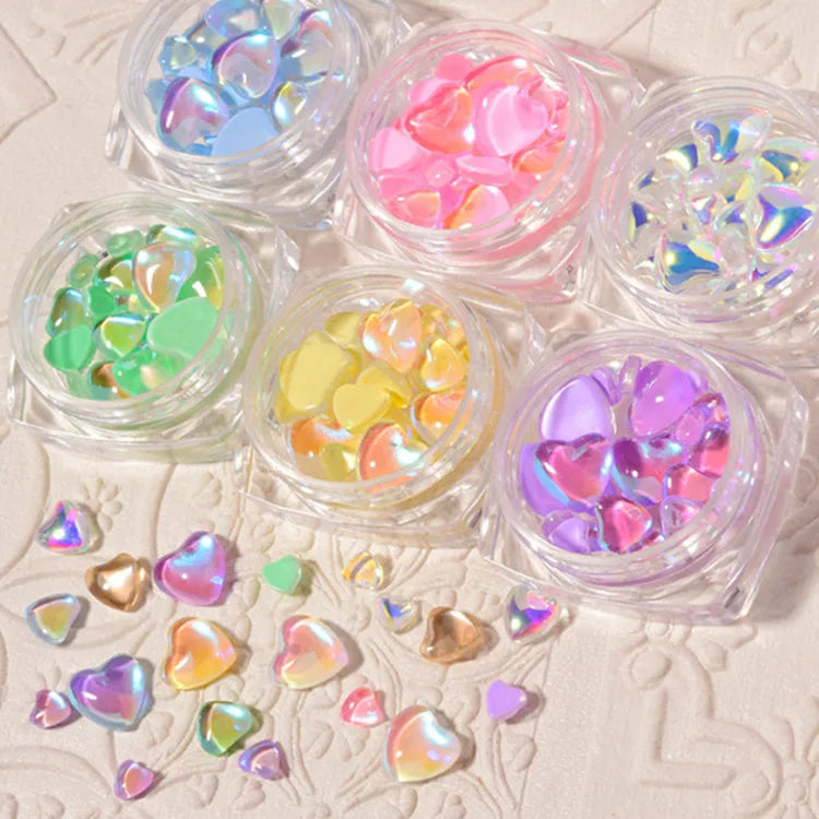 Destly Mixed Heart Shape Nail Rhinestones 3 Size 20pcs/box 3D Rhinestones Art Decorations Candy Love Crystal Style