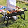 Stainless Steel BBQ Grill Folding Portable Outdoor Garden Camping Party with Remote Control Trolley for 3-5 People